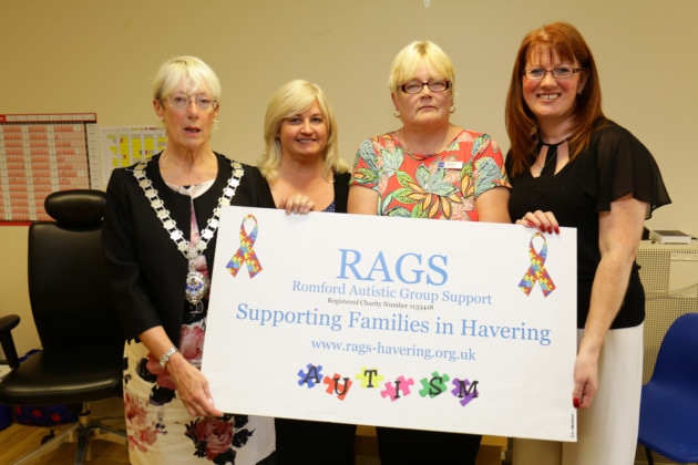 Deputy Mayor of Havering Cllr Linda Van Den Hende, Anne Myatt, Debbie Shelton and Mary Harvey from RAGS